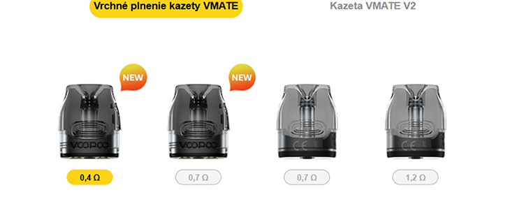 celé portfolio kartuší z rodiny VOOPOO VMATE